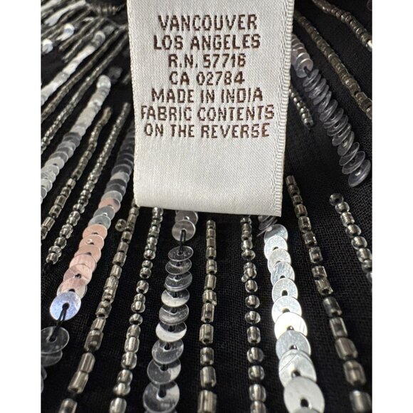 Flapper sequin 3/4 Sleeve, New Years Dress black & sliver sparkly small Gatsby - Picture 11 of 12